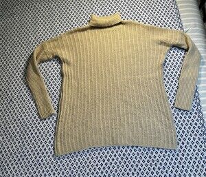 Garnet Hill Sweater Beige Ribbed  Lambswool Angora SM Quiet Luxury Preppy Cozy